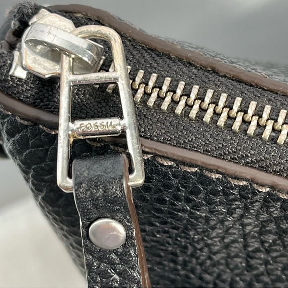 Fossil Black Leather Bag Purse Pebble Cow Hide Leather Vachette Small Satchel - Picture 15 of 16